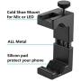Metal Smartphone Tripod Mount with Cold Shoe Mount, iPhone Tripod Holder Grip Rig Clip for Nexus Samsung iPhone X 8 7 7s 6 6s Plus etc