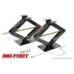 LIBRA Set of 2 Bigfoot 5000 lb 24" RV Trailer Stabilizer Leveling Scissor Jacks w/Handle & Dual Power Drill Sockets & Hardware -Part#26044