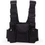 Universal Radio Chest Harness Bag Pocket Pack Holster for Two Way Radio Walkie Talkie, Rescue Essential for Men Women Hiking Camping (Black)