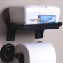 McLee Creations Wonder Shelf - Small Plastic Self Adhesive Bathroom Wall Mount Shelf - Fits Over Toilet Paper Holder - Designed for Smartphone and Flushable Baby Wipes (1, Black)