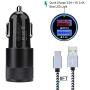 Quick Charge 3.0 Fast Car Charger Compatible Samsung Galaxy S20 Ultra S20+ S10e S10 S9 S8 Plus, Note 10 9 8, A30 A50, LG G5 G6 V20 V30, Moto G7, Car Phone Adapter + 6ft USB Type C Charging Cable Cord