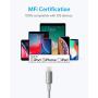 Anker 6ft Premium Nylon Lightning Cable, Apple MFi Certified for iPhone Chargers, iPhone SE/Xs/XS Max/X / 8/7 / 6 Plus / 5s, iPad Pro Air 2, and More (Silver)