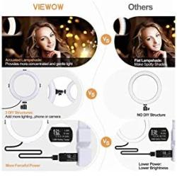 8" Ring Light with Tripod Stand - Dimmable Selfie Ring Light LED Camera Ringlight with Tripod and Phone Holder for Live Stream/Makeup/YouTube Video, Compatible for iPhone Android, Remote(Upgraded)