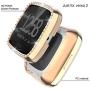 Landhoo Rose Gold Hard Case Compatible with Fitbit Versa 2 Screen Protector Bling, PC case That Have Clarity PMMA Screen Protector and Shiny Diamond Bumper Overall Protective Cover for Women Watch.