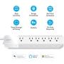 Geeni 6-Outlet Smart Surge Protector No Hub Wireless Remote Control and Timer –Works with Amazon Alexa, Google Assistant & Microsoft Cortana, Requires 2.4 GHz Wi-Fi, White