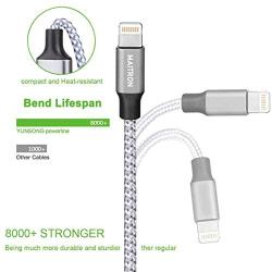 Maitron iPhone Charger, 3PACK 6FT Nylon Braided Lightning Cable Fast Charging High Speed Data Sync Cord Compatible with iPhoneX 8 8Plus 7 7Plus 6s 6sPlus 6 6Plus 5 5s 5c SE iPad iPod and More,White