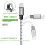 Maitron iPhone Charger, 3PACK 6FT Nylon Braided Lightning Cable Fast Charging High Speed Data Sync Cord Compatible with iPhoneX 8 8Plus 7 7Plus 6s 6sPlus 6 6Plus 5 5s 5c SE iPad iPod and More,White