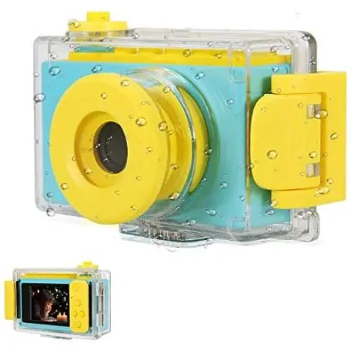 myFirst Waterproof Kids Camera Mini 8MP 1080P HD Camcorder with Free 16GB MicroSD Card Included and MicroSD Support Slot Video Taking Function and Preset Frames (Blue) myFirst Waterproof Kids Camera Mini 8MP 1080P HD Camcorder with Free 16GB MicroSD Card Included and MicroSD Support Slot Video Taking Function and Preset Frames (Blue)