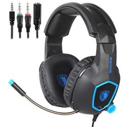 SADES SA818 Updated Gaming Headset Over-The-Ear-Headphone for PS4, PC, Xbox One Controller, Game Headset with Microphone, with Soft Memory Earmuffs