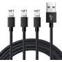 JIMROZ iPhone Charger, MFi Certified Lightning Cable 3 Pack 10ft Nylon Braided Fast Charging Sync Cord Compatible with iPhone 11 Pro Max XS XR X 8 7 6s 6 Plus 5 5s, iPad, iPod and More, Black