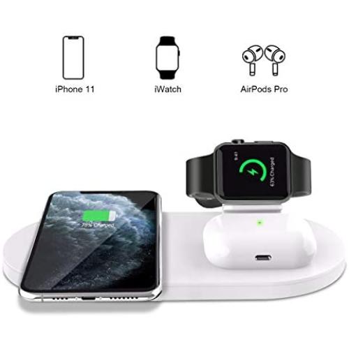 Wonsidary Wireless Charger,10 W Fast Wireless Charging Station 3 in 1 for Apple Watch, Airpods Pro, Airpods with Wireless Charging Case, iPhone 11/11 Pro/11 Pro Max/XR/XS/Xs Max/X/8 Plus/8