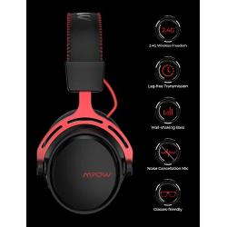 Mpow Air I Wireless Gaming Headset - PS4 Headset with Double Chamber Drivers, Detachable Noise Cancelling Microphone, Memory Foam Gaming Headphones