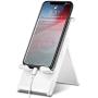 Adjustable Cell Phone Stand，SAIJI Foldable Desktop Phone Holder Cradle Dock for Office，Compatible with Phone 11 Pro xs xr x se 8，All Android Smartphones-White