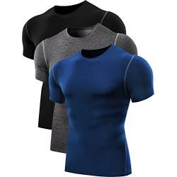 Neleus Mens 3 Pack Athletic Compression Under Base Layer Sport Shirt