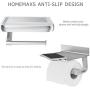 Homemaxs Toilet Paper Holder with Shelf, Anti-Rust Aluminum Toilet Roll Holder with Phone Shelf for All Mobile Phone, Wall Mounted Bathroom Tissue Holder for Smartphone and Flushable Baby Wipes