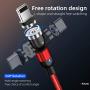 Magnetic Charging Cable [3-Pack,3ft/6ft/6ft], Oxyland 360°&180°Rotation Magnetic Phone Charger Cable, 3 in 1 Nylon Braided Cord Compatible with Mirco USB, Type C Smartphone and iProduct Device (Red)