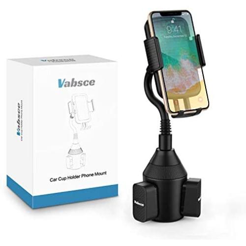 VABSCE Upgraded Cup Holder Phone Mount Universal Adjustable Gooseneck Cup Holder Cradle Car Mount Compatible with iPhone Xs Xs Max X 8 7 Plus Galaxy S10 S9 S8 Note 9