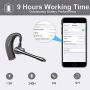 Bluetooth Headset, HonShoop Wireless Bluetooth Earpiece V5.0 Hands-Free Earphones with Stereo Mic, Compatible iPhone Android Cell Phones Driving/Business/Office (Red) (Red)