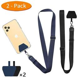 Phone Lanyard Tether, Doormoon Universal Neck Strap with Patch for Phone Case Wallet ID Badge Holder for Most Smartphones, 2 Pack, Black Blue