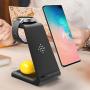 Wireless Charging Station, 3 in 1 Premium Qi-Certified Charging Stand Fast Charger Compatible with Samsung Galaxy S20 S10/S9/8/Note10, Galaxy Buds+&Galaxy Watch Active2/1, Gear S2/S3, iPhone 11/XS/XR