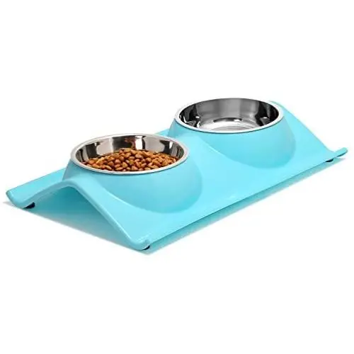 UPSKY Double Dog Cat Bowls Premium Stainless Steel Pet Bowls No-Spill Resin Station, Food Water Feeder Cats Small Dogs