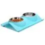 UPSKY Double Dog Cat Bowls Premium Stainless Steel Pet Bowls No-Spill Resin Station, Food Water Feeder Cats Small Dogs
