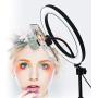 Qiilu LED Ring Light, 10 inch LED Ring Light Living Broadcast Selfie Fill Lamp Dimmable 3 Light Modes(Aluminum Alloy)