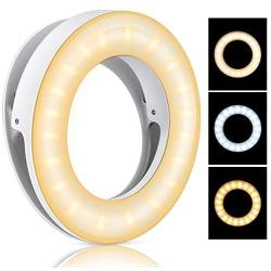 Selfie Ring Light, YBLNTEK Led Circle Light Cell Phone Ring Light Clip Rechargeable Ring Light with 40 LEDs for Phone Camera Photography Video
