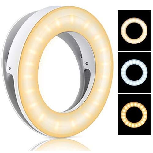 Selfie Ring Light, YBLNTEK Led Circle Light Cell Phone Ring Light Clip Rechargeable Ring Light with 40 LEDs for Phone Camera Photography Video