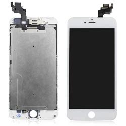 for iPhone 6 Plus Screen Replacement White, LCD Touch Digitizer Frame Complete Display for A1522, A1524, A1593, with Front Camera, Ear Speaker, Full Repair Kit