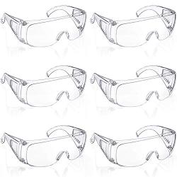 6 Packs Protective Polycarbonate Eyewear Clear Safety Goggles Anti-Fog Glasses with Impact Resistant Lens for Construction Laboratory Outdoor Eye Protection