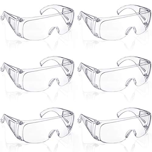 6 Packs Protective Polycarbonate Eyewear Clear Safety Goggles Anti-Fog Glasses with Impact Resistant Lens for Construction Laboratory Outdoor Eye Protection