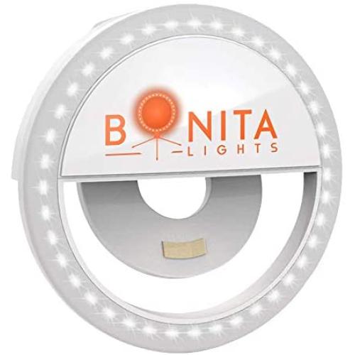 Bonita Lights Cell Phone Ring Light Rechargeable Selfie Ring Light for iPhone Portable Ipad Ring Light Clip On Phone Selfie Light LED Mini Ring Light for Smart Phone or Laptop