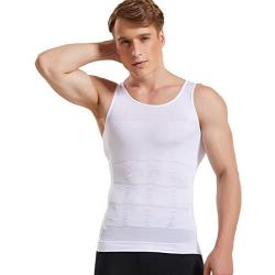 HANERDUN Mens Body Shaper Slimming Shirt Compression Vest Elastic Slim Shapewear