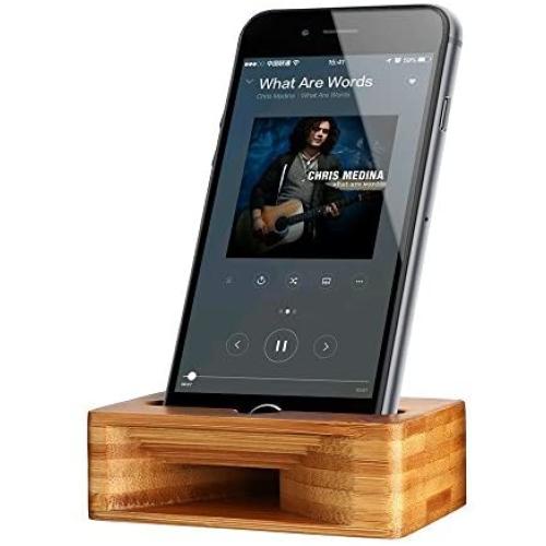 ARCHEER Cell Phone Stand Holder Natural Bamboo Wood Phone Dock Stands Compatible Phone XS Max XR 6 6s 7 8 X Plus 5 5s 5c and Android Smartphones Within 5.5 Inches