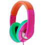 Rockpapa Comfort+ Adjustable Over Ear Headphones Earphones with Microphone In-line Volume for Adults Kids Childs Teens, SmartPhones Laptops DVD MP3/4 Surface iPhone iPod iPad Macbook Pink Orange Green