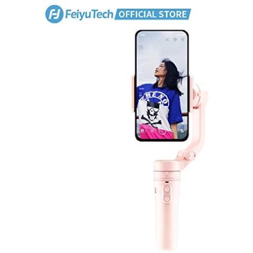 FeiyuTech VLOGpocket 3-Axis Handheld Gimbal Foldable Stabilizer for iPhone 11 iPhone X 8 7 Plus,Samsung,Huawei,XIAOMI and Other Smartphones with Mini Tripod,Pink