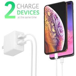 USB Wall Charger by TalkWorks | 12W/2.4A | Dual Port Universal Cell Phone Charger Adapter For Apple iPhone, iPad, Nintendo Switch, Android for Samsung Galaxy, Bluetooth Speaker, Tablet  - White