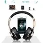 Bluetooth Headphones, Riwbox XBT-880 Wireless Bluetooth Headphones Over Ear with Microphone and Volume Control Wireless and Wired Foldable Headset for iPhone/iPad/PC/Cell Phones/TV (Black&Gold)