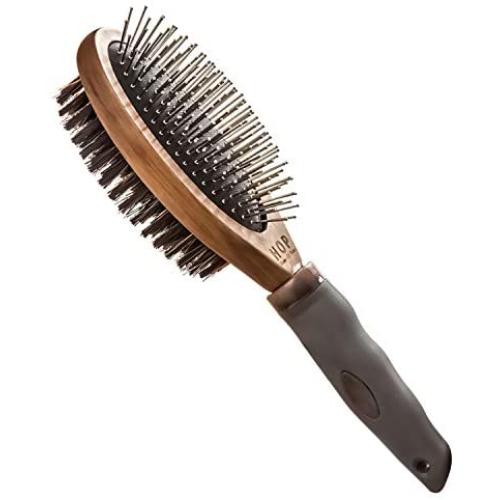 Dog Brush for Grooming, Double Sided Pin&Bristle Brush Removing Shedding Hair, Dog Brush for Short Medium or Long Hair, Cat Brush Grooming Comb for Detangling and Dirt Cleaning, Lotus Wood