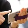 Sinjimoru Cell Phone Grip with Card Wallet, Phone Wallet Stick on Card Holder for Back of Phone, Slim Wallet with Elastic Phone Strap. Sinji Pouch Band Beige