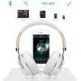 Bluetooth Headphones, Riwbox XBT-880 Wireless Bluetooth Headphones Over Ear with Microphone and Volume Control Wireless and Wired Foldable Headset for iPhone/iPad/PC/Cell Phones/TV (White&Gold)