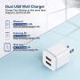 USB Wall Charger, LUOATIP 3-Pack 2.1A/5V Dual Port USB Cube Power Adapter Charger Plug Charging Block Replacement for iPhone Xs/XR/X, 8/7/6 Plus, Samsung, LG, HTC, Moto, Android Phones