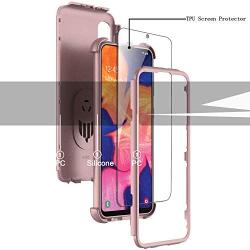 lovpec Galaxy A10e Case with Soft TPU Screen Protector, Ring Magnetic Holder Kickstand Shockproof Protective Phone Cover Case for Samsung Galaxy A10e 5.8 inches (Pink)