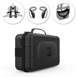 AMVR Touch Controller Grip Cover, Leather Fashion Travel Case, Face Silicone Cover Mask, VR Headset Display Stand, Lens Protect Pad, Nose Pad Replacement Accessories Gift Set for Oculus Quest