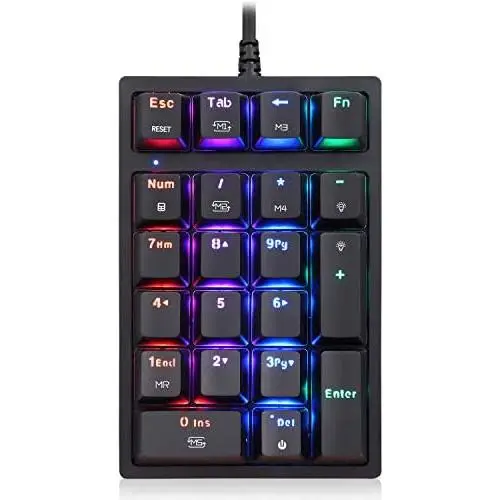 MOTOSPEED Mechanical Numeric Keypad USB Wired 21 Keys Mini Numpad Portable Keypad RGB Backlight Gaming Keypad Extended Layout for Cashier MOTOSPEED Mechanical Numeric Keypad USB Wired 21 Keys Mini Numpad Portable Keypad RGB Backlight Gaming Keypad Extended Layout for Cashier