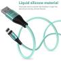 Melonboy Magnetic Charging Cable(2 Pack, 3.3ft/6.6ft), Soft & Tangle-Free Liquid Silicone Cable, 3 in 1 Magnetic Phone Charger Cable Compatible with Type-C, Micro USB and iProduct Devices - Cyan-Bule