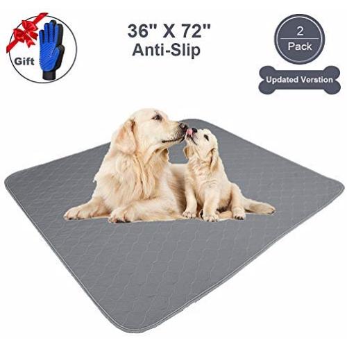 JdPet Washable Dog Pee Pads+Free Grooming Gloves - Reusable Whelping Pads,Waterproof Dog Mat Non-Slip Puppy Potty Training Pads for Dogs, Cats, Bunny