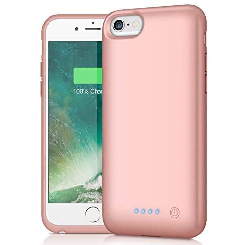 Battery Case for iPhone 6/7/8/6S 6000mAh,Portable Charger Case Protective Battery Pack Charging Cover Case for iPhone 6/6s/7/8- Rose Gold (4.7inch)