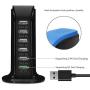 Quick Charge 3.0 USB Wall Charger 6 Ports Desktop QC 3.0 USB Hub Charging Station Travel Charger Fast Charging Compatible with Phones,Tablets Smartphones and More(Black)